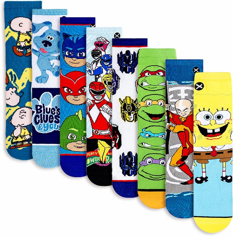 Odd Sox – Big Kids 8-Pack Novelty Themed Crew Socks Bundle-Shoe Sizes 3–5 –Soft, Comfortable, Great Durable Gift for Kids - Image 1